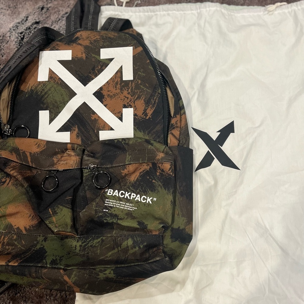 Off White backpack. 18.5” height, 11.5” width. Tags included and dust bag.